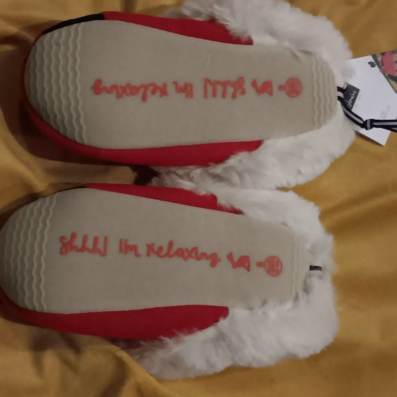 Joules Womens Slippet Luxe Red Fleece Lining Scuff Xmas Dog Slippers - Picture 4 of 5